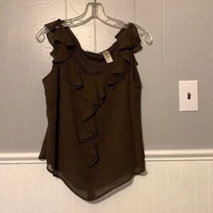 Liz Claiborne Brown Ruffle Front Sleeveless Camisole